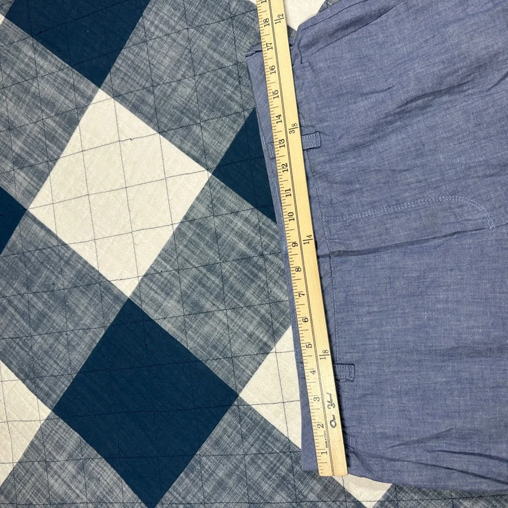 IZOD Mens Lightweight Chambray Pants Stretch Straight Leg Blue 34x30